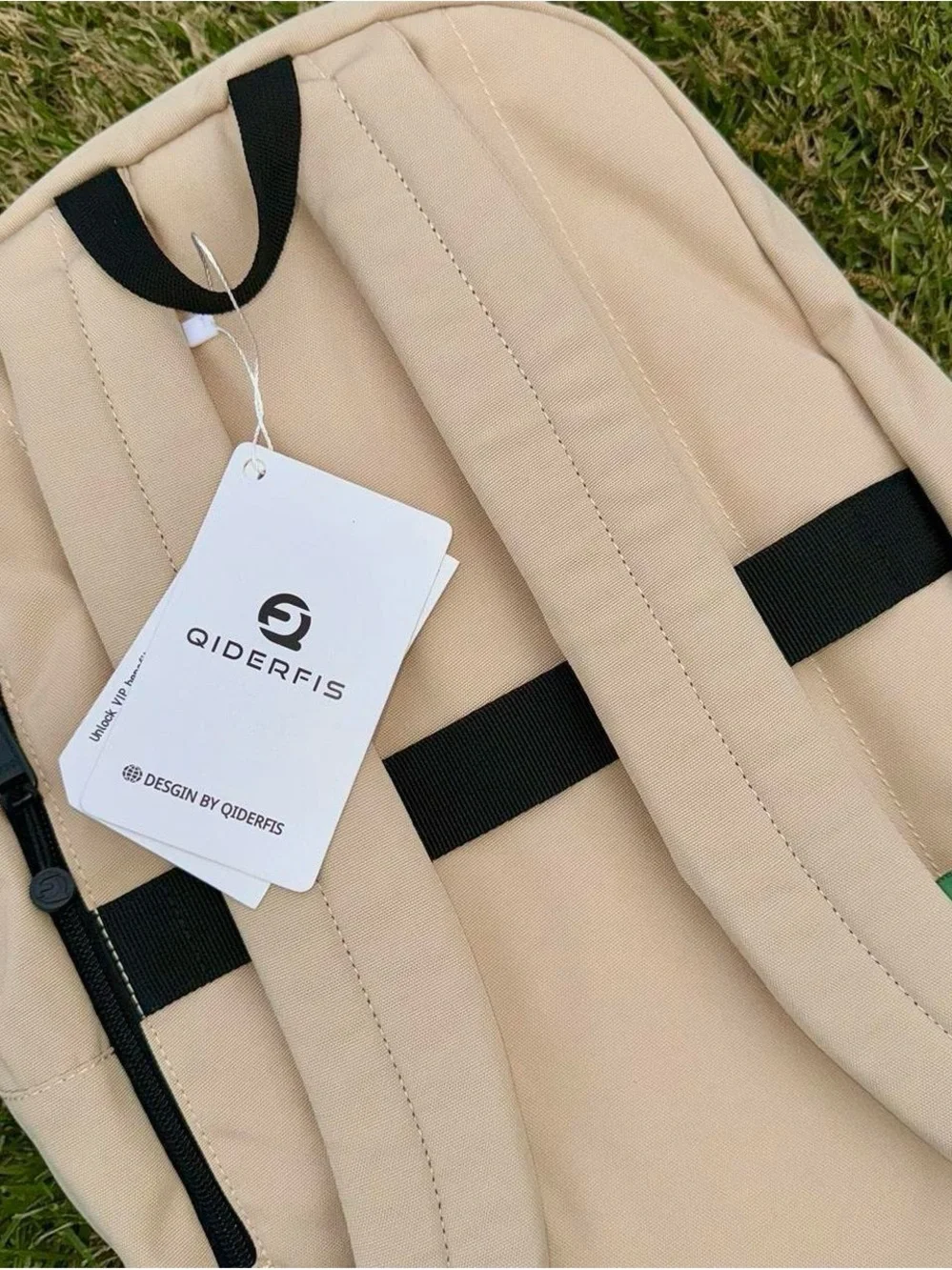 Everyday Beige Backpack with Tan Handle